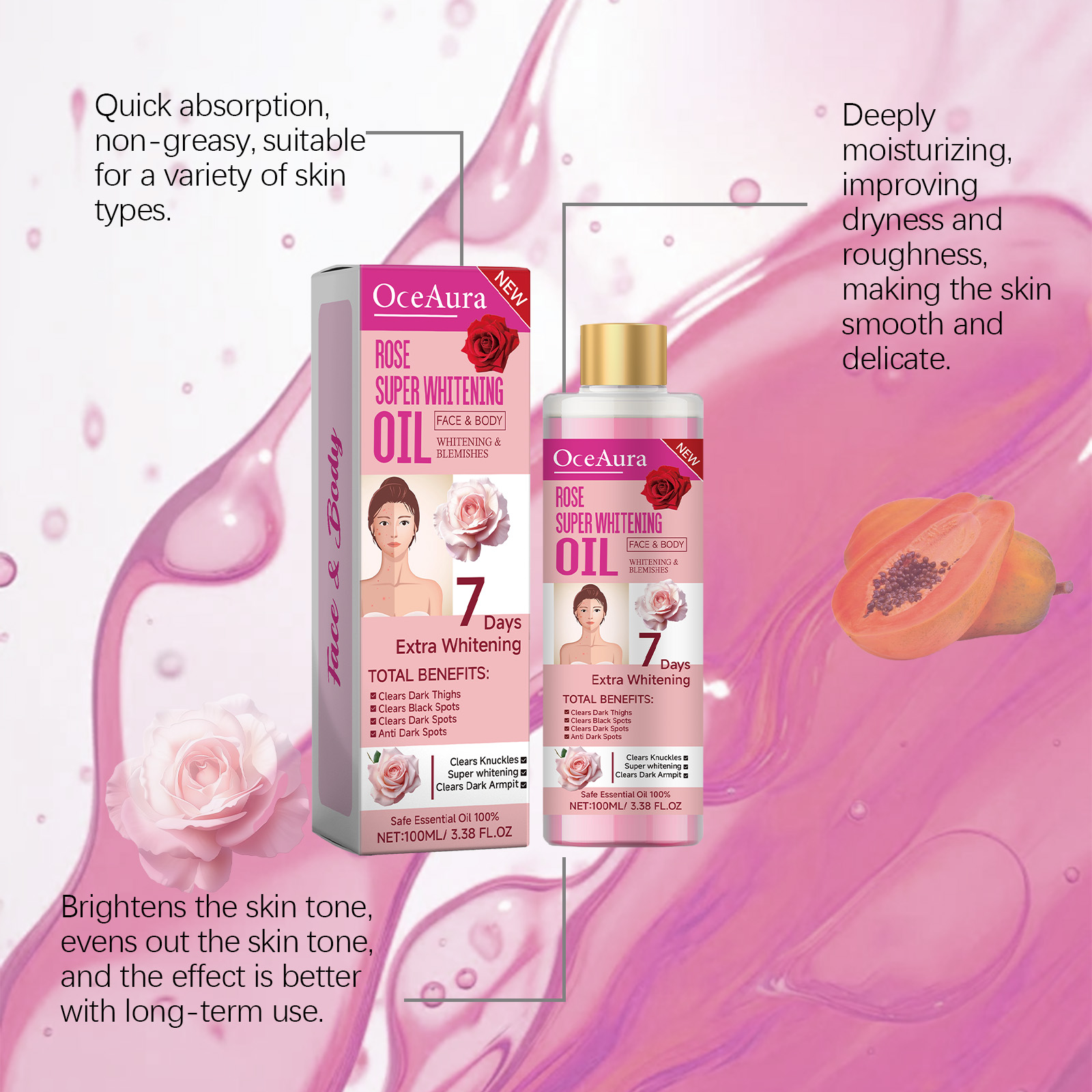 Body Whitening Oil 100ml Natur - Substrate Coconut Fiber ulasan dan harga