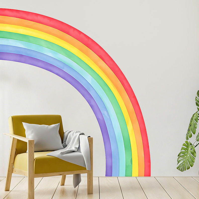 Large Rainbow Wall Stickers Se - Pvc Panel Background ulasan dan harga