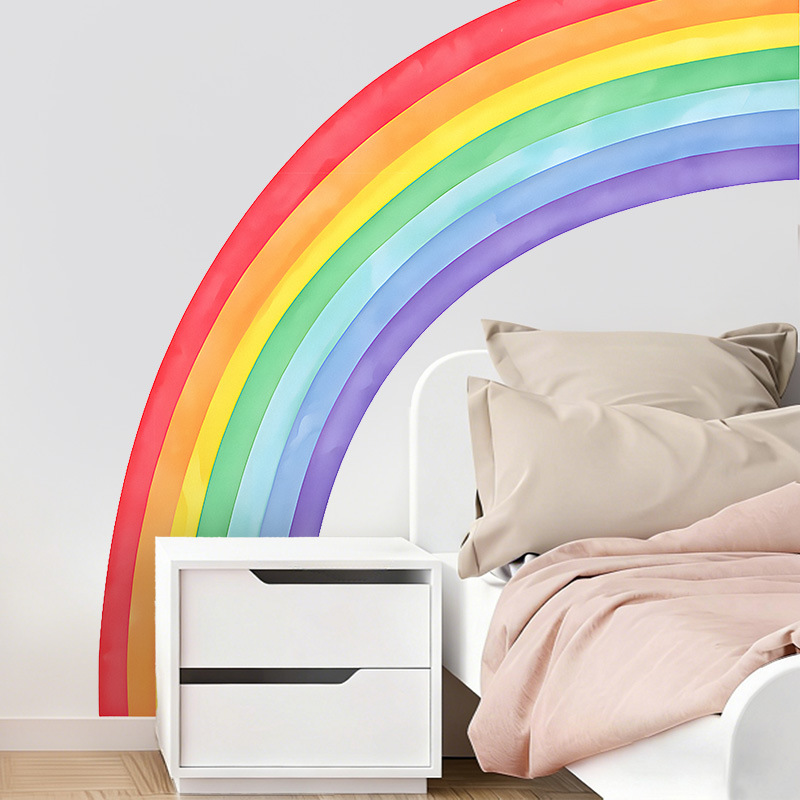Large Rainbow Wall Stickers Se - Pvc Panel Background ulasan dan harga