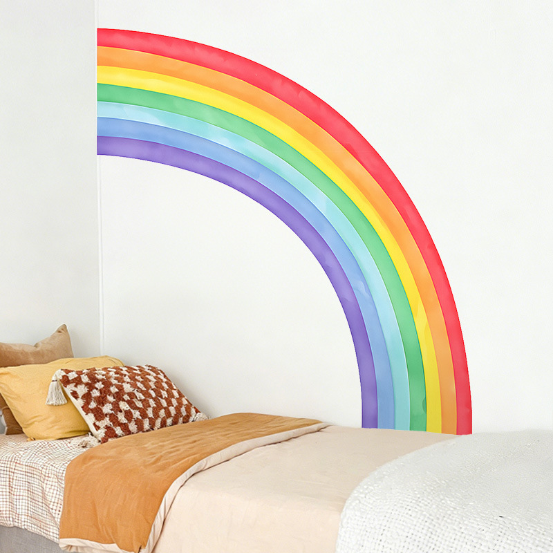 Large Rainbow Wall Stickers Se - Pvc Panel Background ulasan dan harga