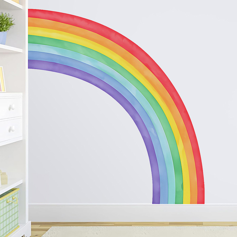 Large Rainbow Wall Stickers Se - Pvc Panel Background ulasan dan harga